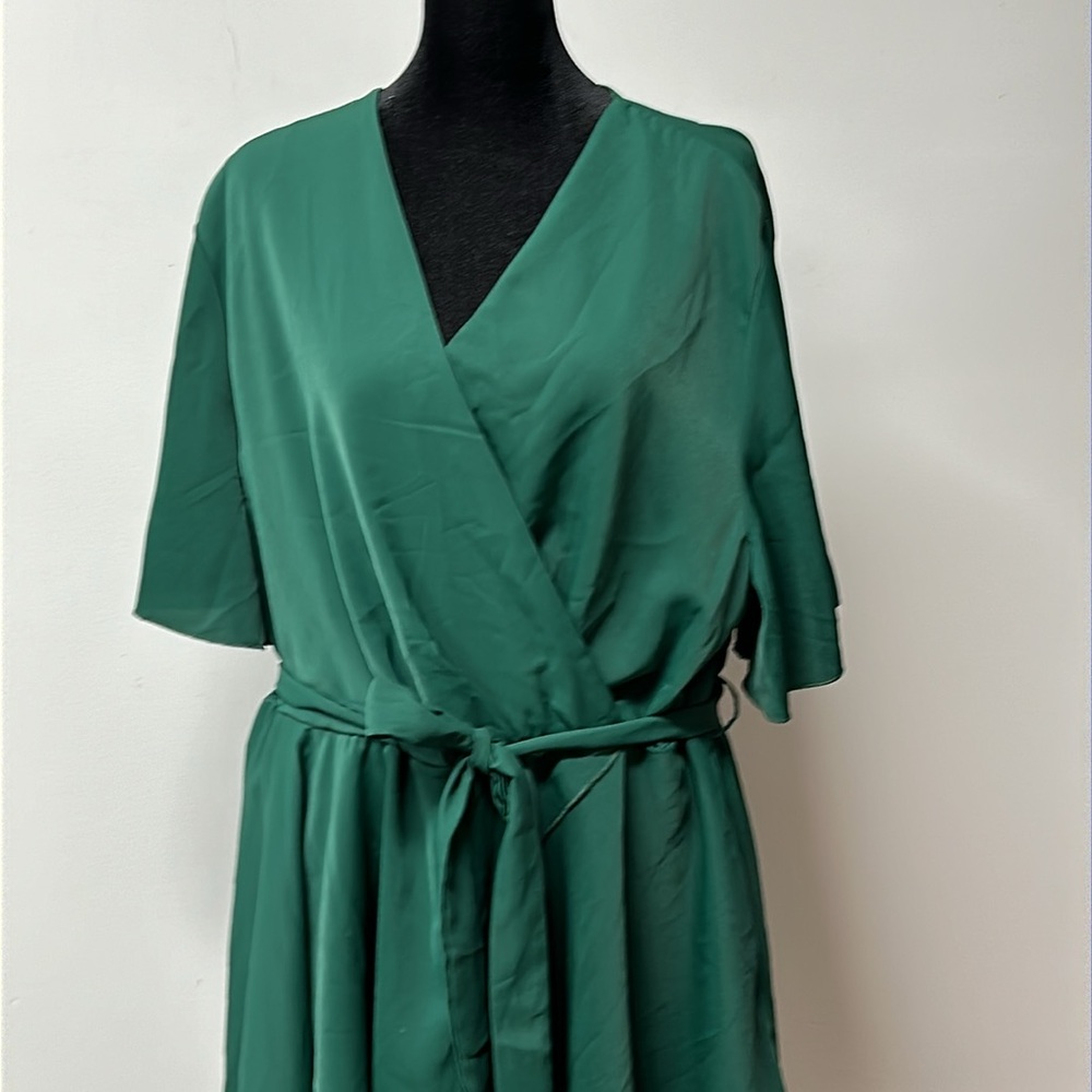 Women's Dress Sleeve Layer Hem Belted Short Dress V Neck Wrap A-Line Casual 2XL - Picture 2 of 11